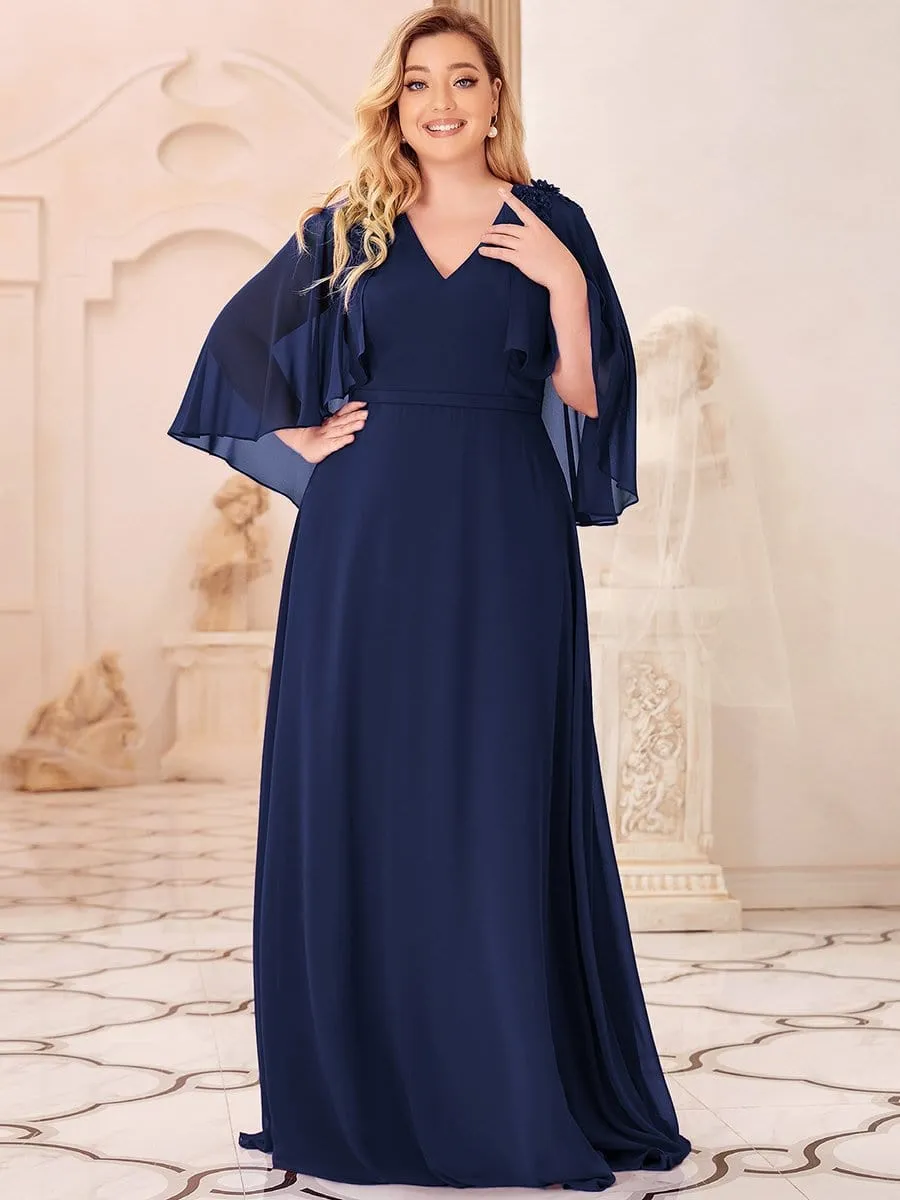 Elegant V Neck Flowy Chiffon Bridesmaid Dresses with Wraps