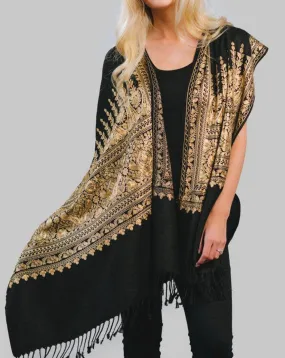 Embroidered Black Shawl women