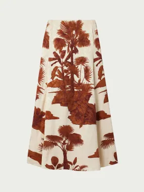 Encanto de Isla printed satin-jacquard maxi skirt