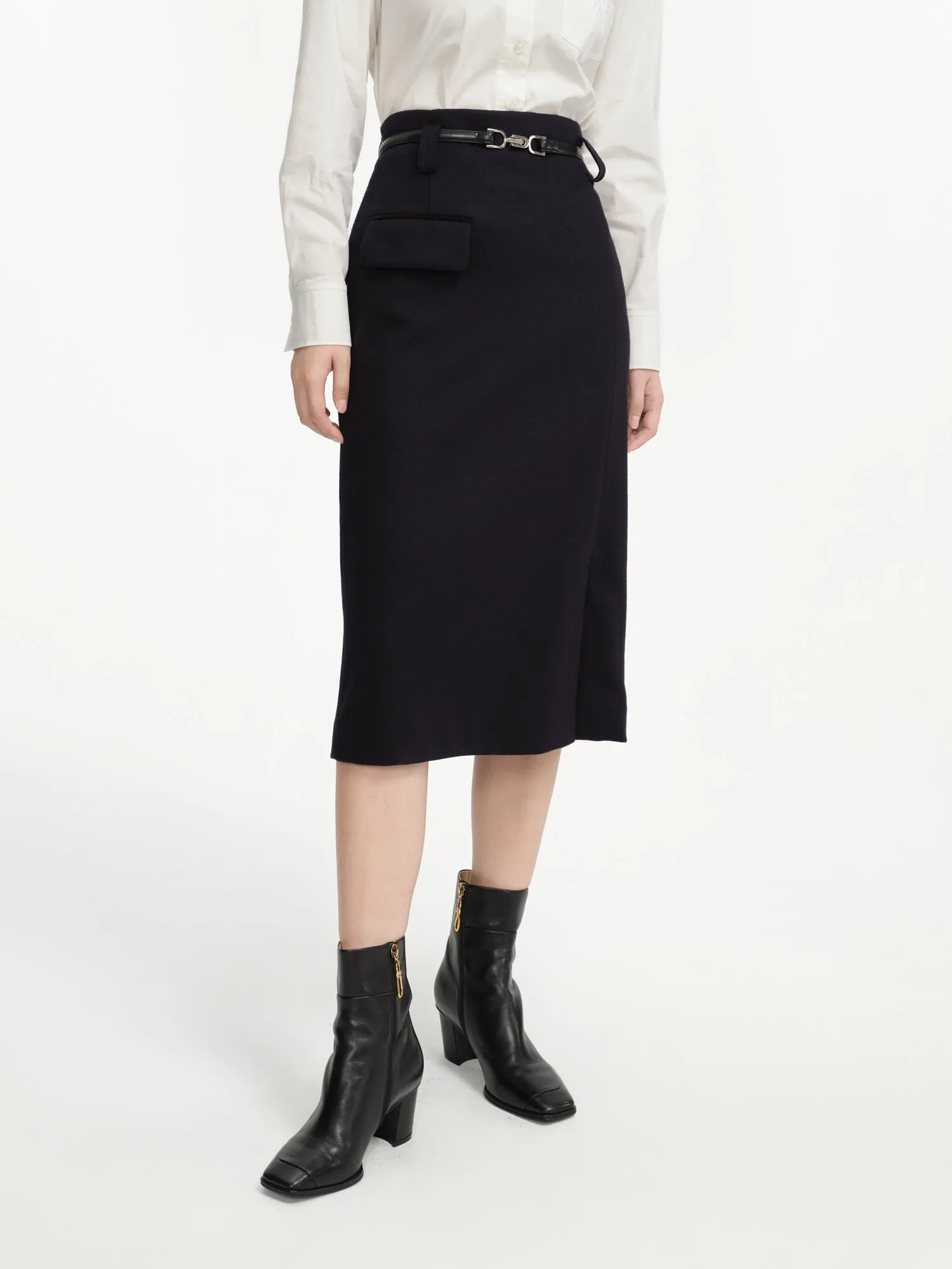 EP YAYING Wool Midi Skirt