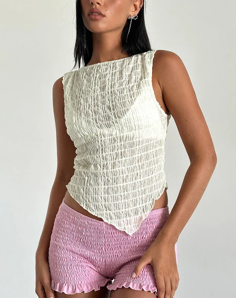 Etta Textured Mesh Top in Butter Yellow