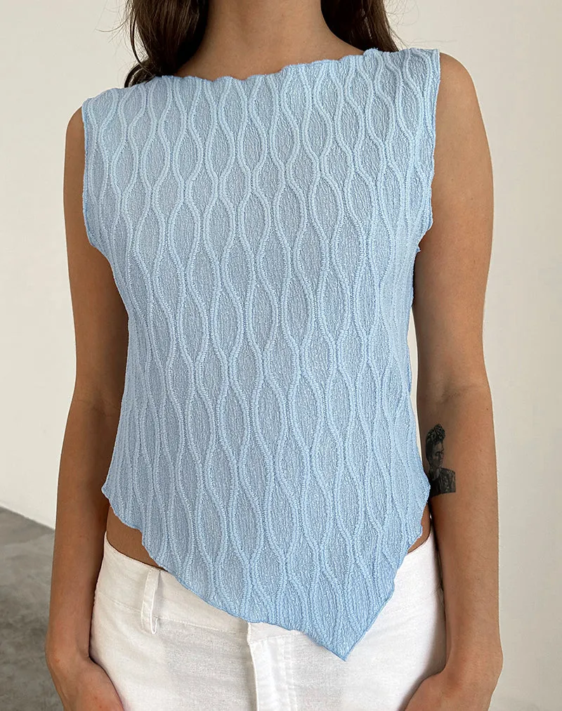 Etta Vest Top in Crinkle Blue