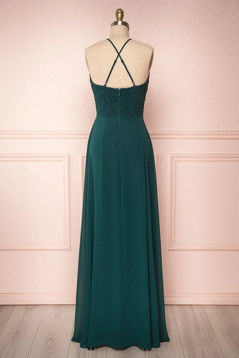 Fabia Green | Lace & Chiffon Maxi Dress