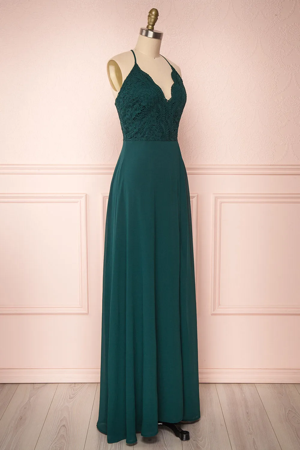 Fabia Green | Lace & Chiffon Maxi Dress