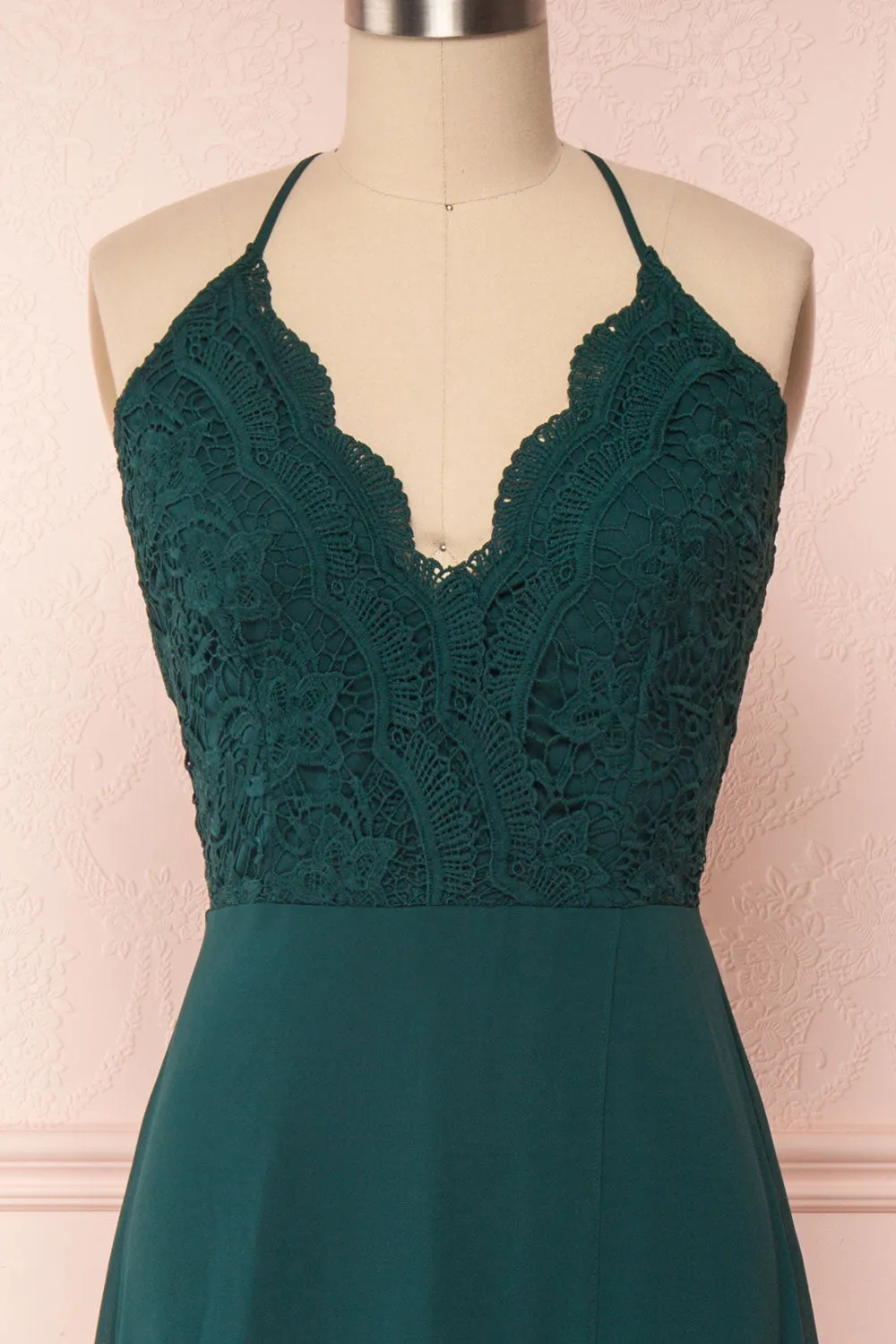 Fabia Green | Lace & Chiffon Maxi Dress