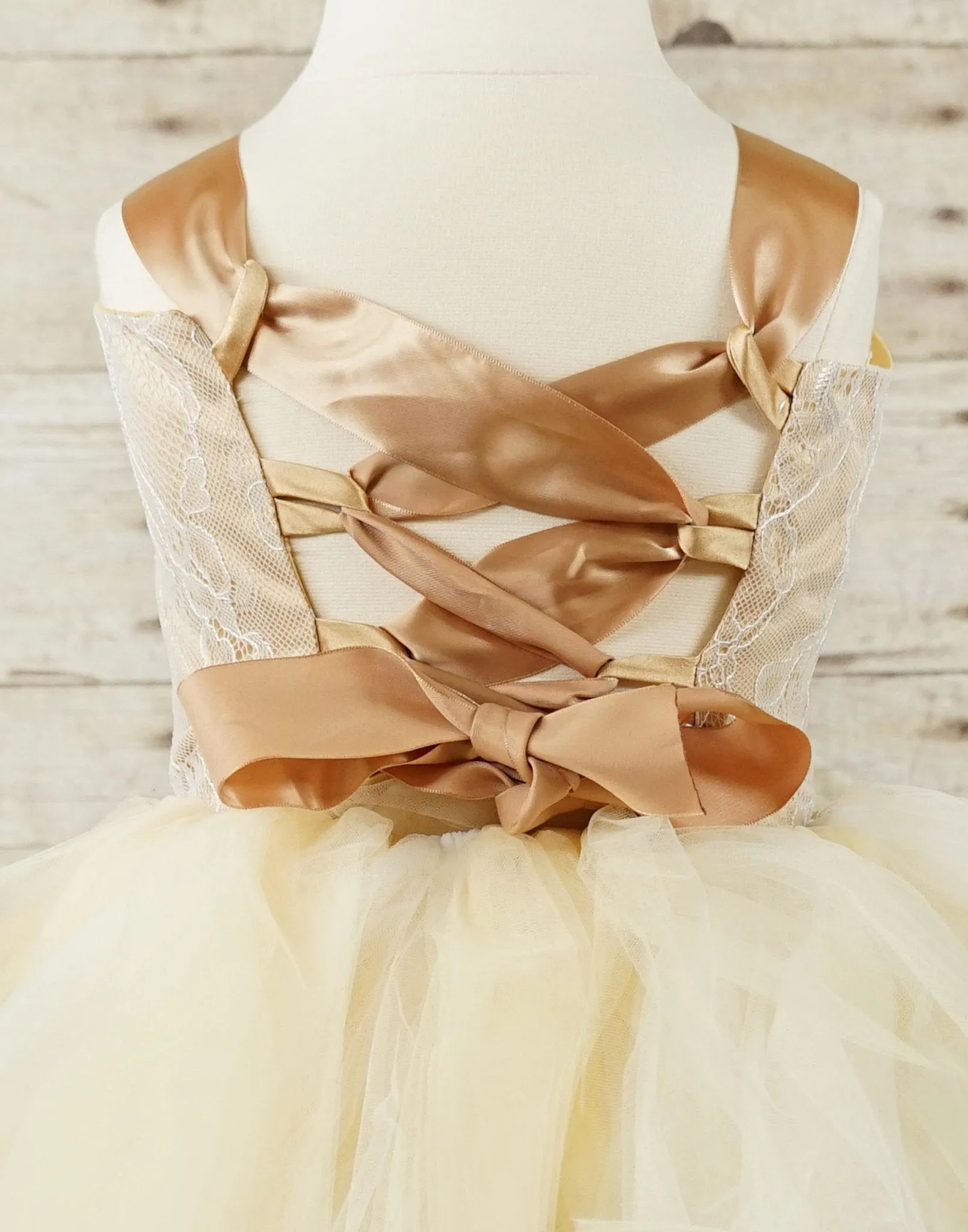 Fairy Tutu Flower Girl Dress - Ivory / Brown