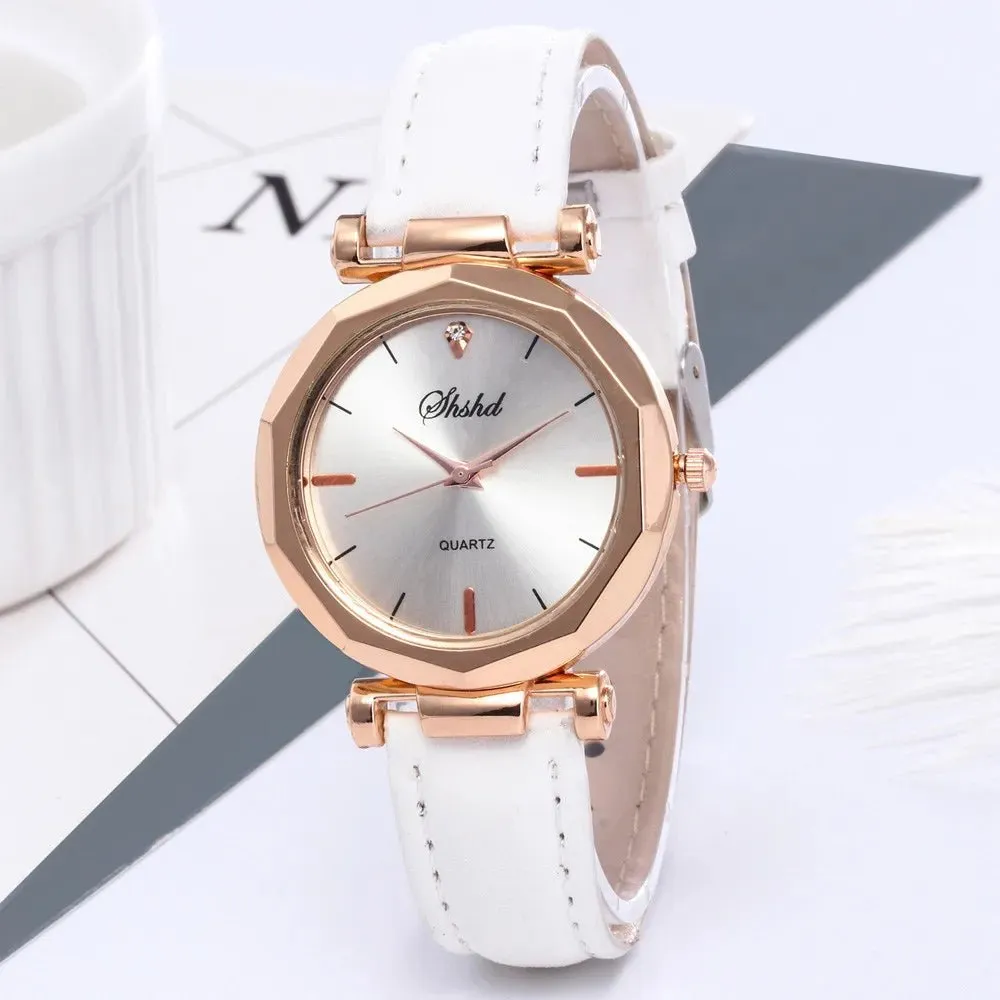 Fashion Women Leather Casual Watch Luxury Analog Quartz Crystal Wristwatch Women'S Business Watch RelóGio Feminino 2023