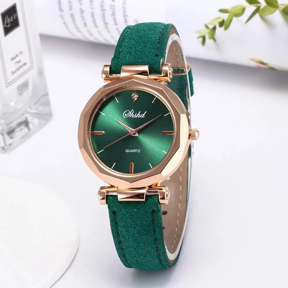 Fashion Women Leather Casual Watch Luxury Analog Quartz Crystal Wristwatch Women'S Business Watch RelóGio Feminino 2023