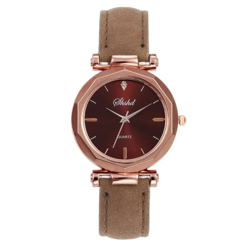 Fashion Women Leather Casual Watch Luxury Analog Quartz Crystal Wristwatch Women'S Business Watch RelóGio Feminino 2023