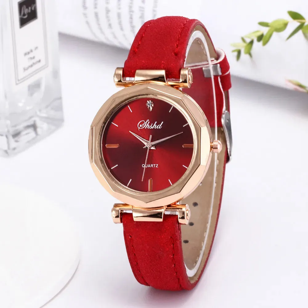 Fashion Women Leather Casual Watch Luxury Analog Quartz Crystal Wristwatch Women'S Business Watch RelóGio Feminino 2023