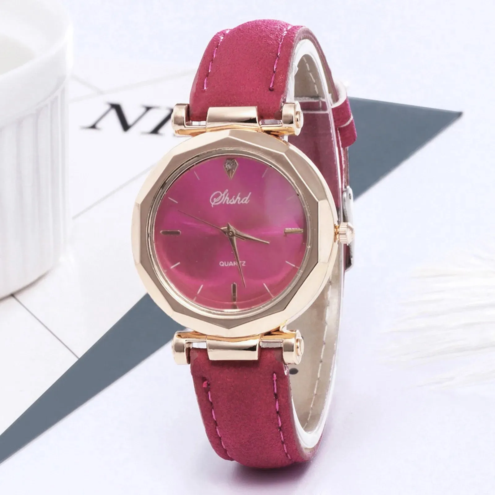 Fashion Women Leather Casual Watch Luxury Analog Quartz Crystal Wristwatch Women'S Business Watch RelóGio Feminino 2023