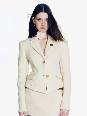 (Final Sale) Chenille Wool Blazer &  Mini Skirt Set