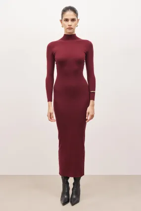 Fine Knit Maxi Dress - Burgundy