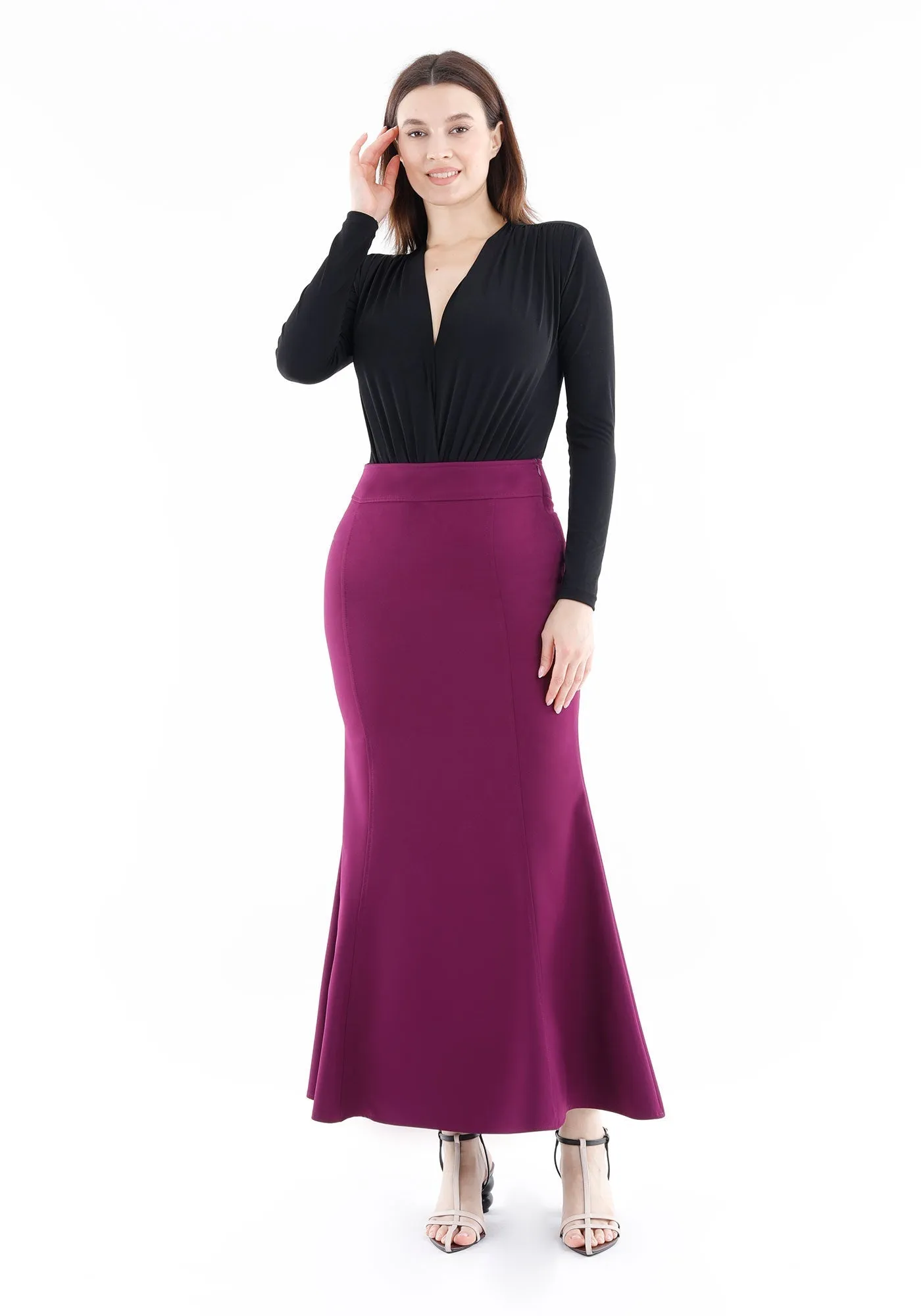 Fishtail Maxi Skirt (Available in Plus Size 4-20) | Solid Bodycon Mermaid Skirt, Elegant High Waist Maxi Skirt