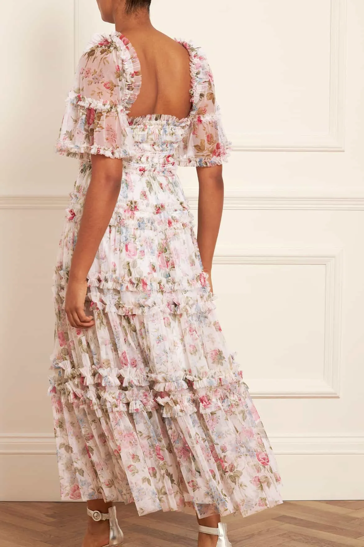 Floral Fantasy Peaches Smocked Ankle Gown