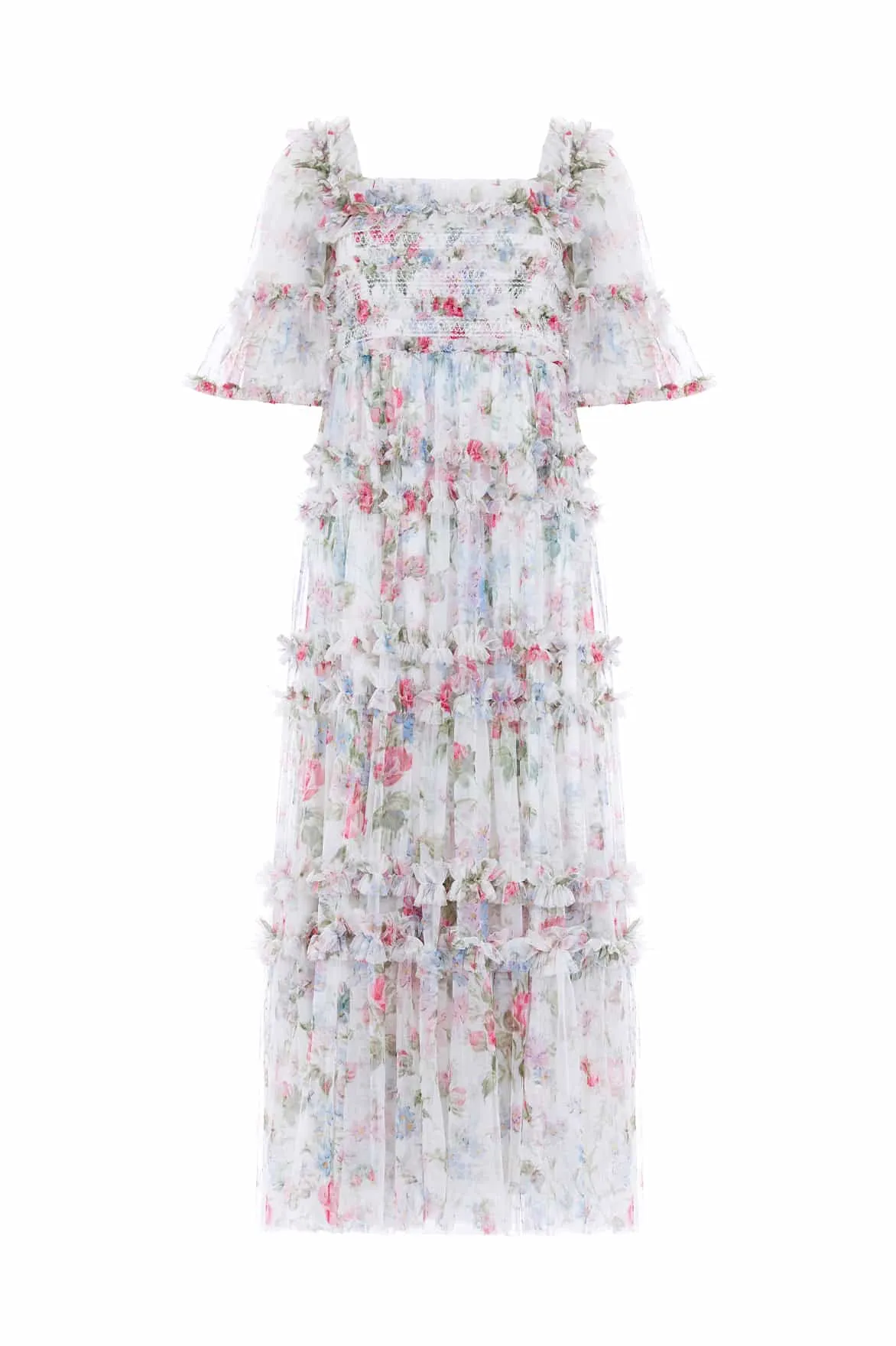 Floral Fantasy Peaches Smocked Ankle Gown