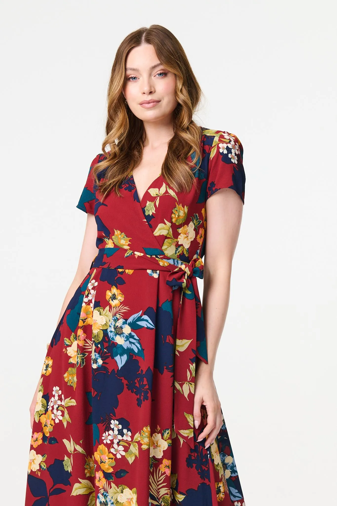 Floral High Low Wrap Maxi Dress