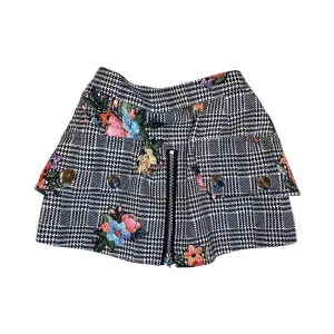 Floral Houndstooth Skort