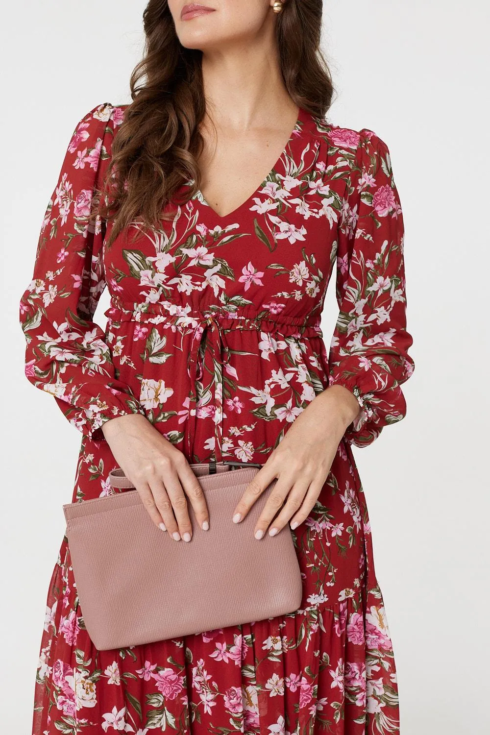 Floral Long Sleeve Tiered Maxi Dress