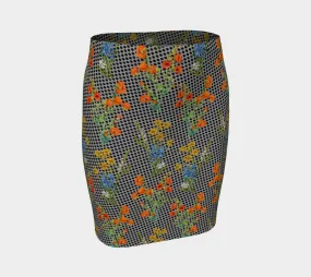 Floral Network Fitted Skirt