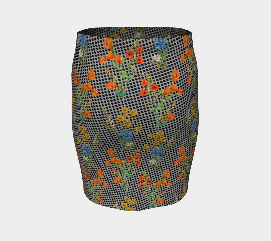 Floral Network Fitted Skirt