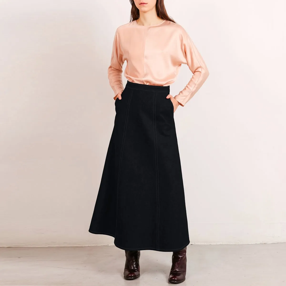 Flow Denim Skirt Black