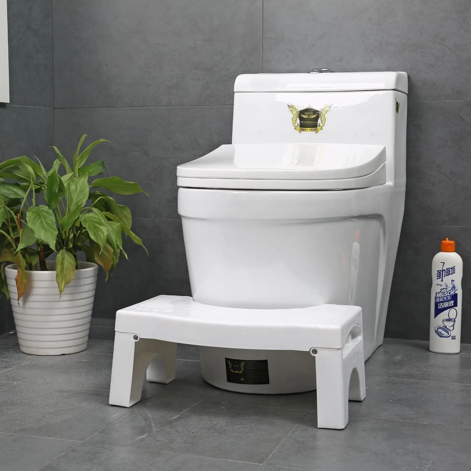 Foldable Non-Slip Toilet Step Stool, Easy Clean, 140kg Capacity, Gominimo