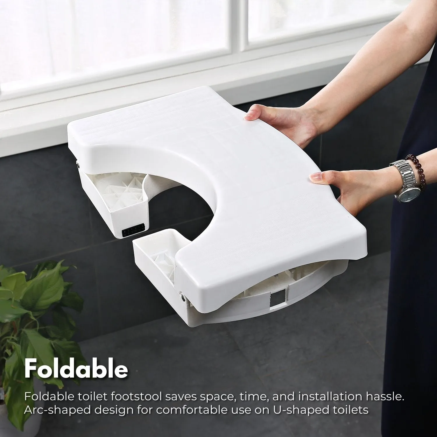 Foldable Non-Slip Toilet Step Stool, Easy Clean, 140kg Capacity, Gominimo