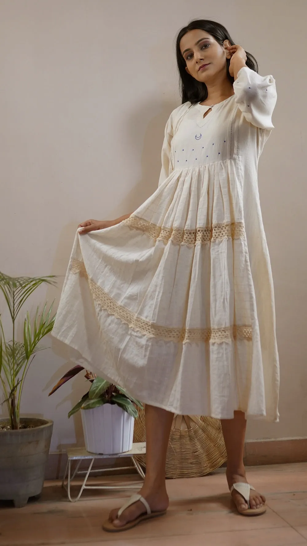 Gathered Masakali Dress with Crochet