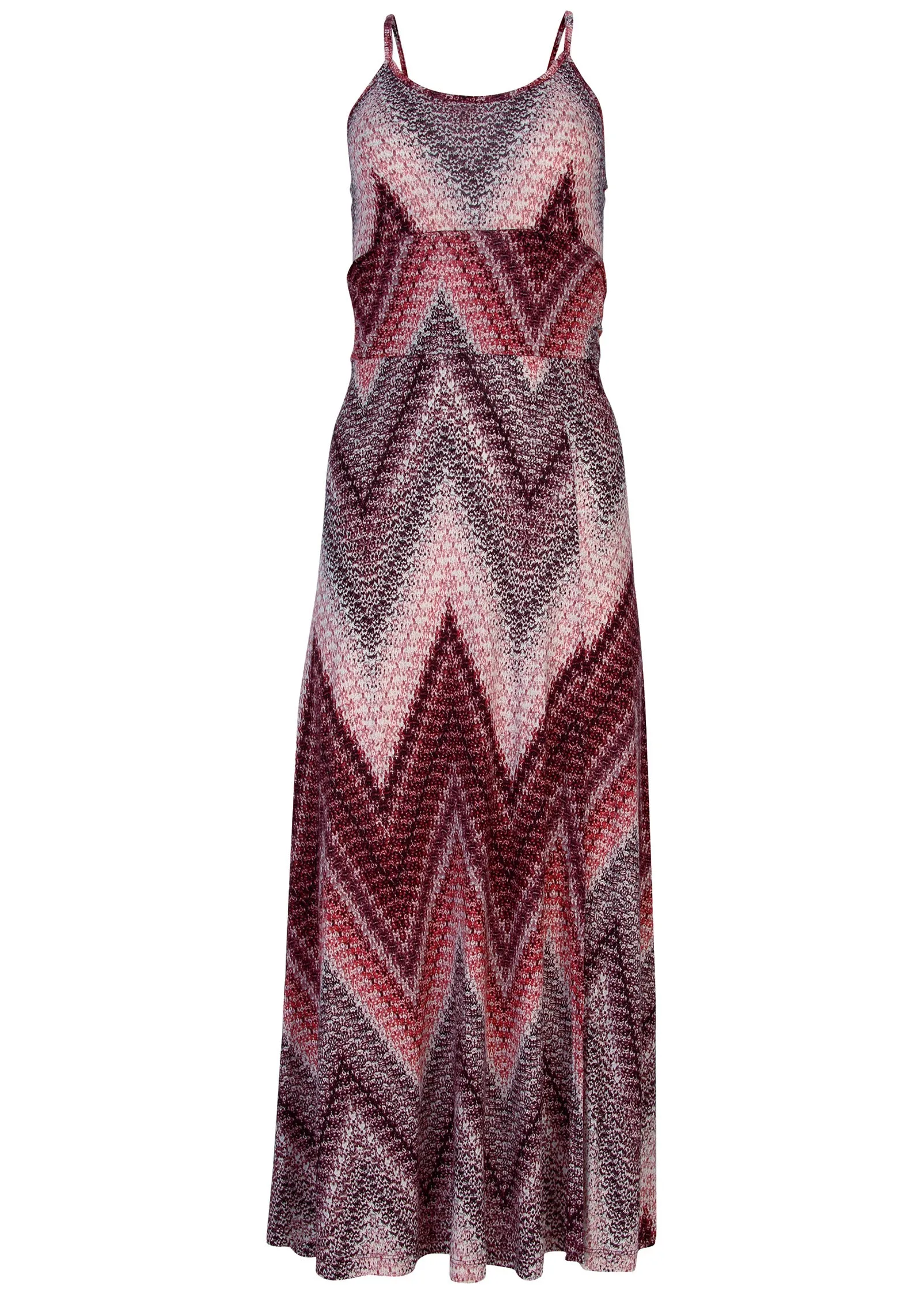 Gathered Waist Maxi Dress - Burgundy Multi