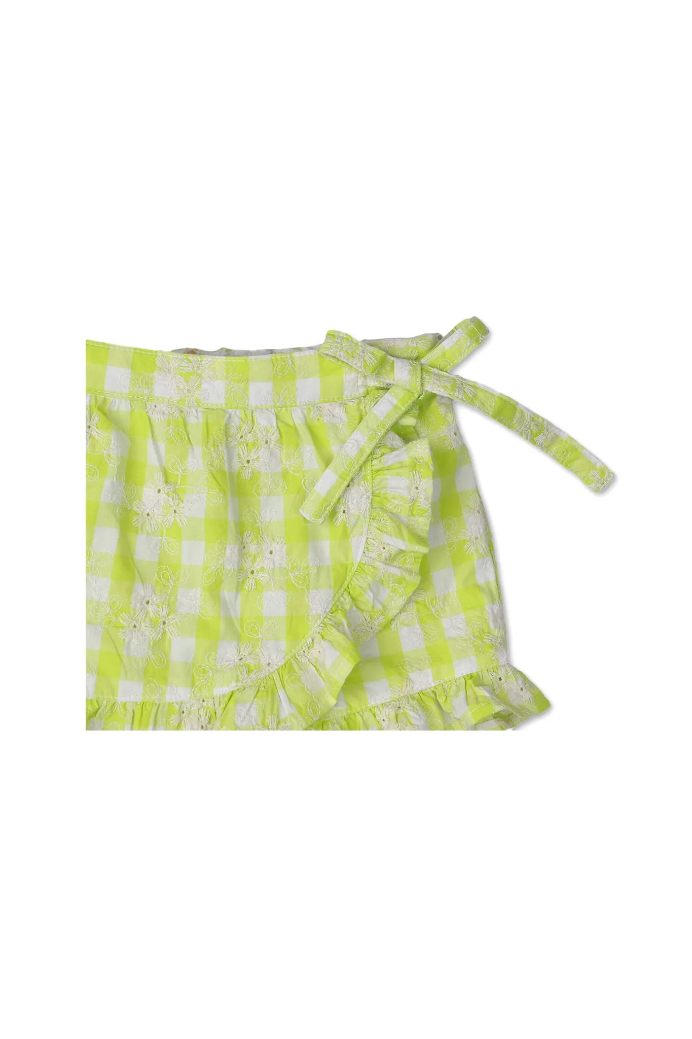 Gingersnaps Floral Gingham Ruffles Skorts