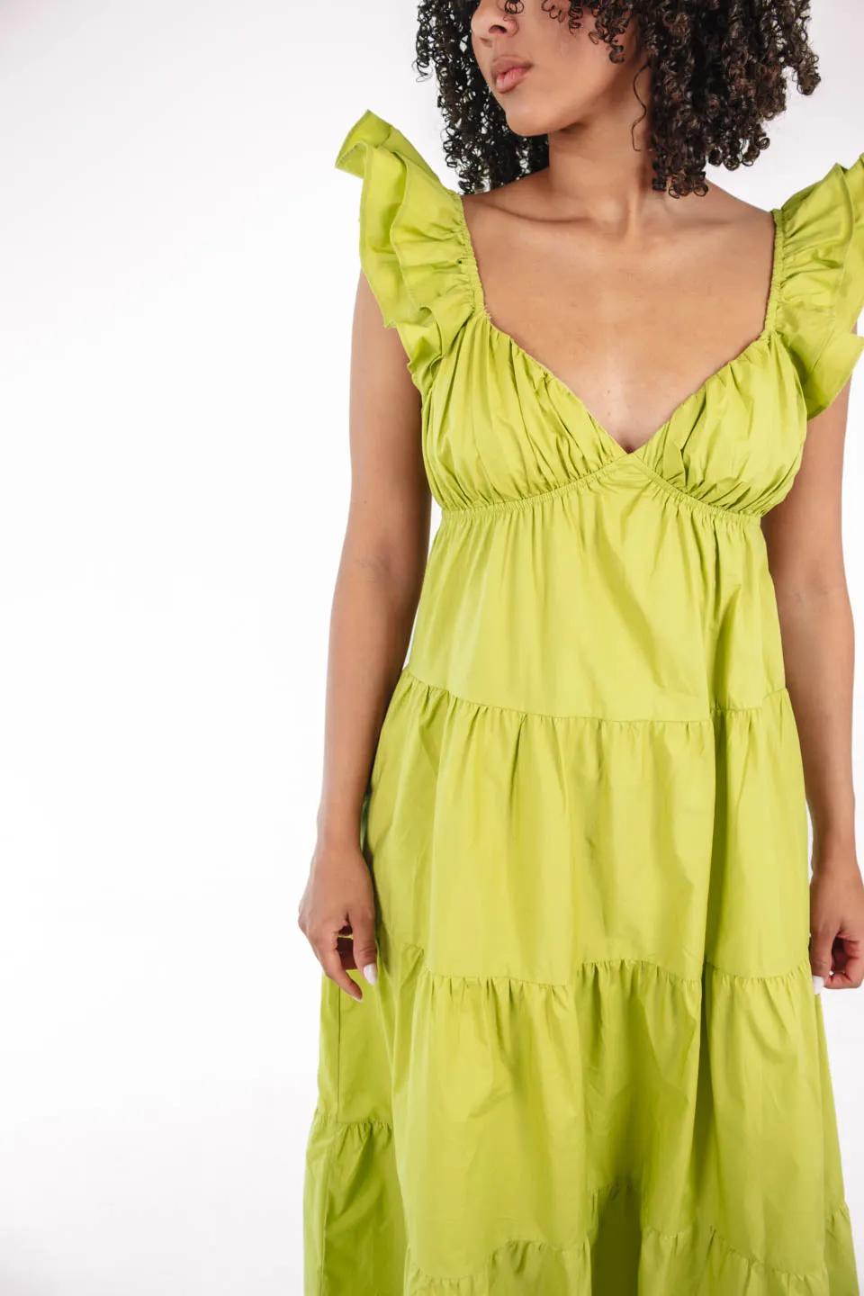 Growing Up Green Midi Dress - Lime Green