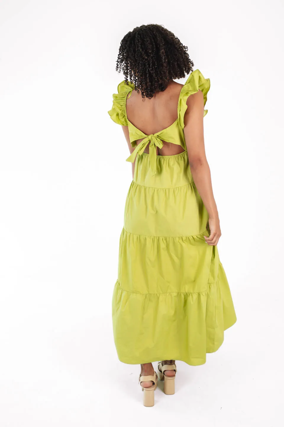 Growing Up Green Midi Dress - Lime Green