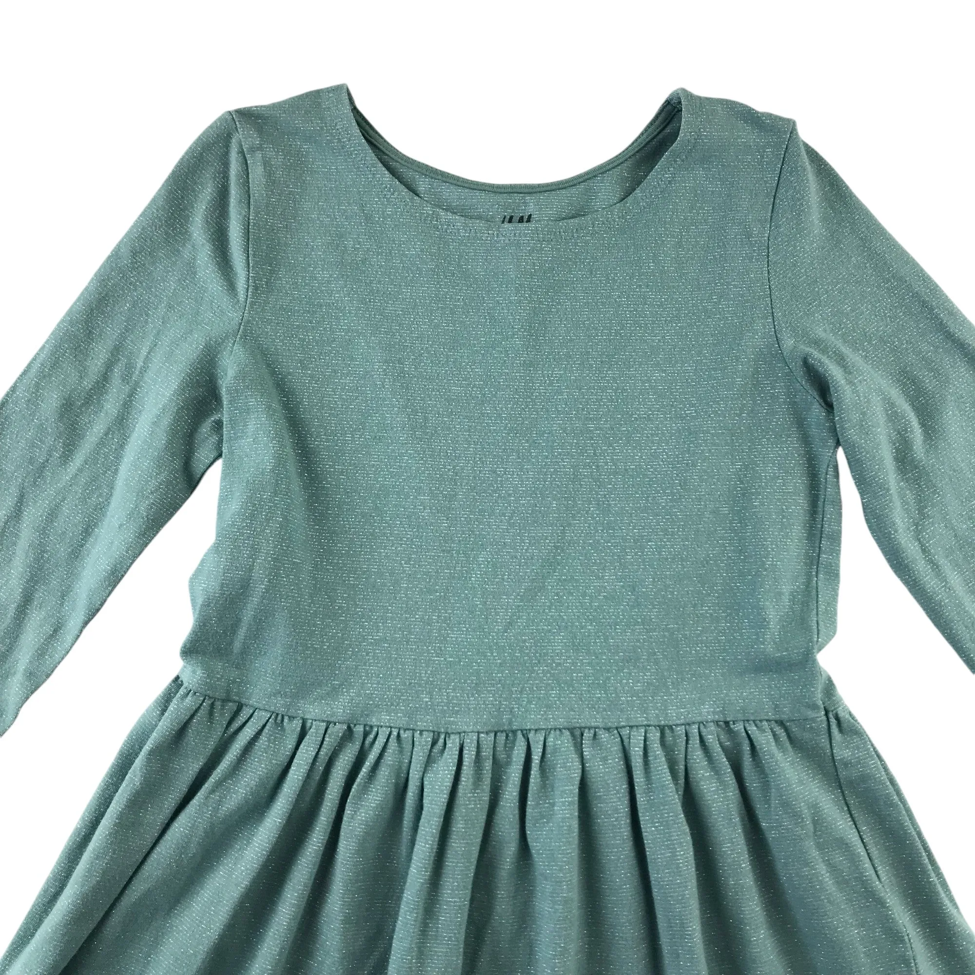 H&M dress 7-8 years dusty turquoise with sparkles long sleeve t-shirt