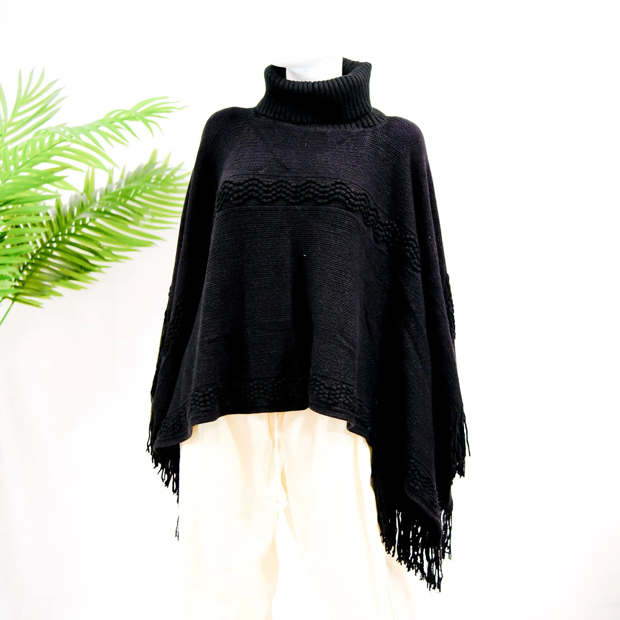 Hand Knit Turtle Neck Poncho