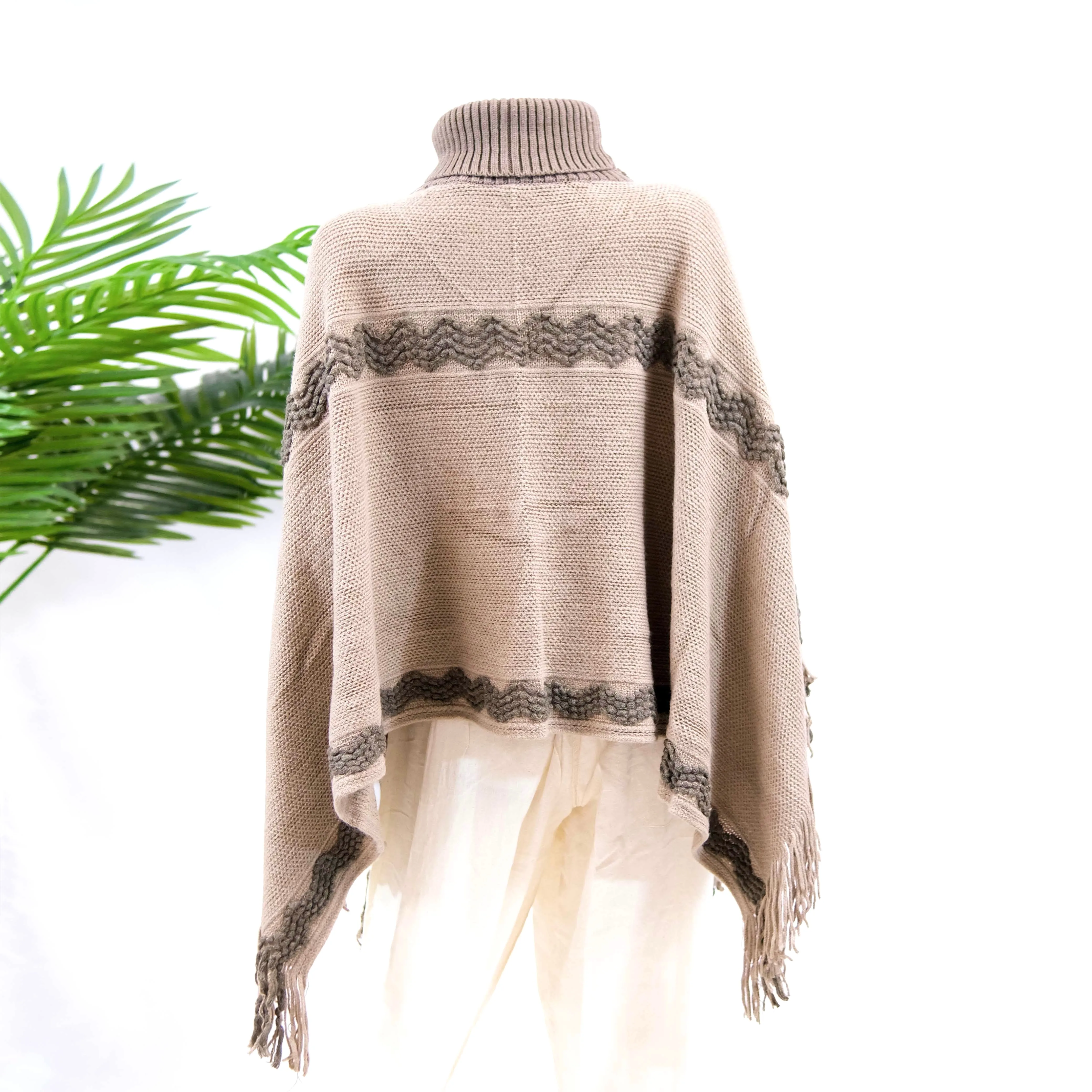 Hand Knit Turtle Neck Poncho