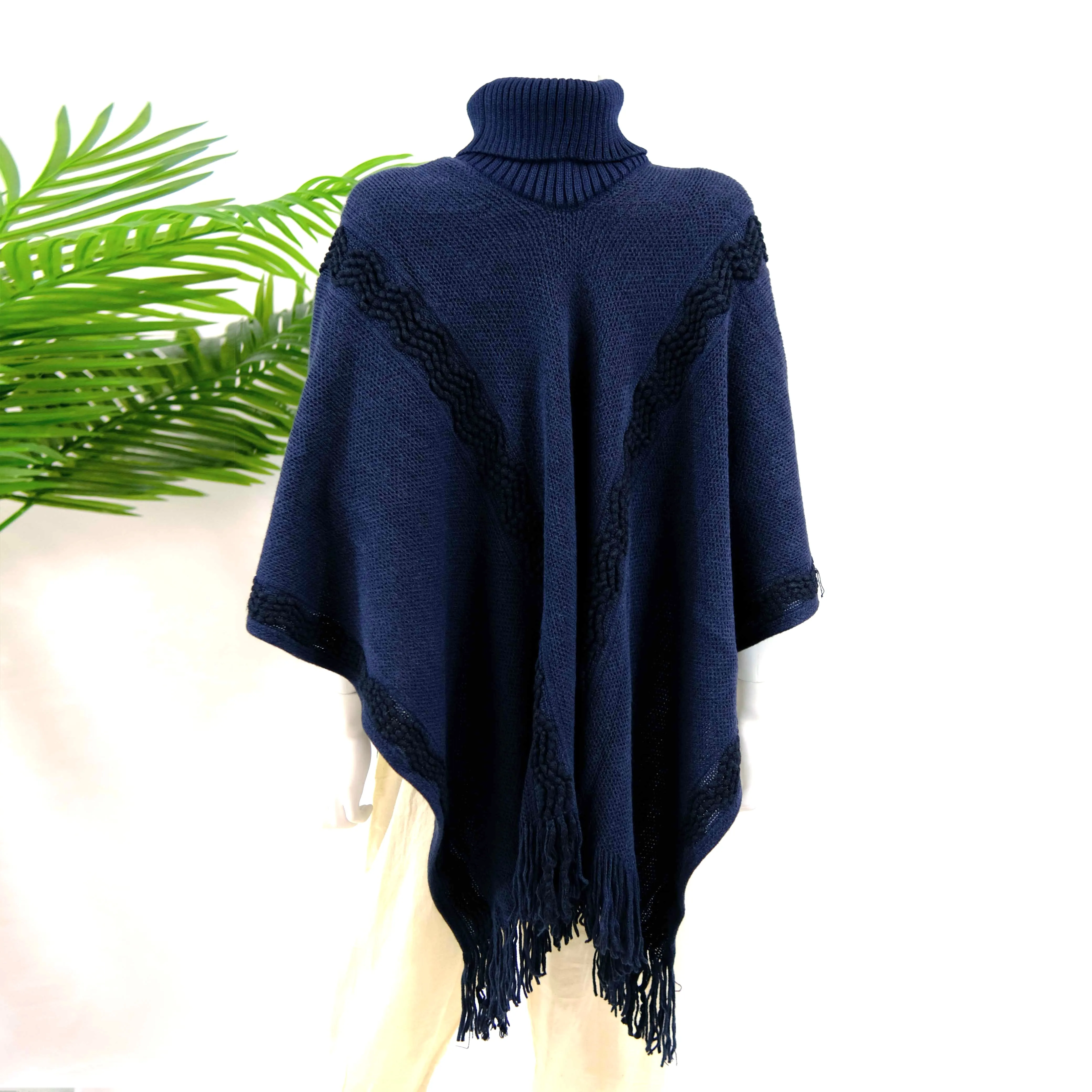 Hand Knit Turtle Neck Poncho