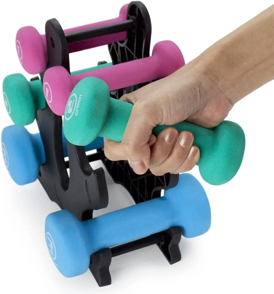 Hand Weights Dumbbells Set - 1, 2 and 3 lbs. with Rack