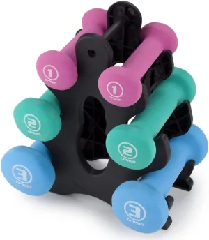 Hand Weights Dumbbells Set - 1, 2 and 3 lbs. with Rack