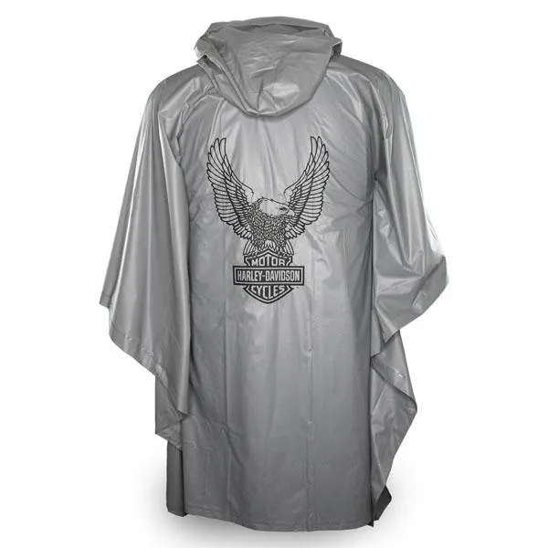 Harley-Davidson® Up-Winged Eagle Waterproof Vinyl PVC Rain Poncho, Gray RP32854