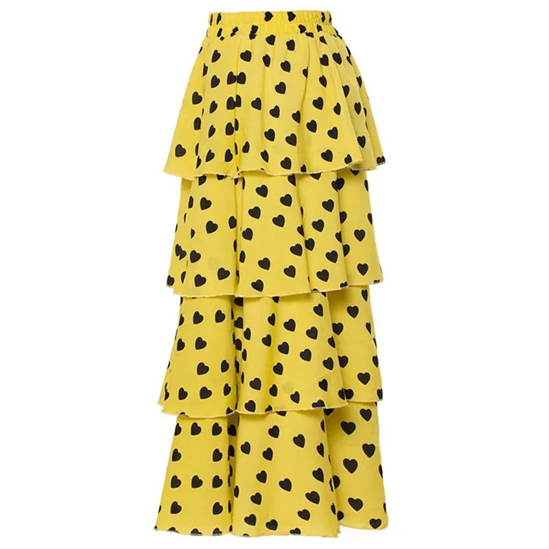 Hearty Sunshine Layered High Waist Skirt