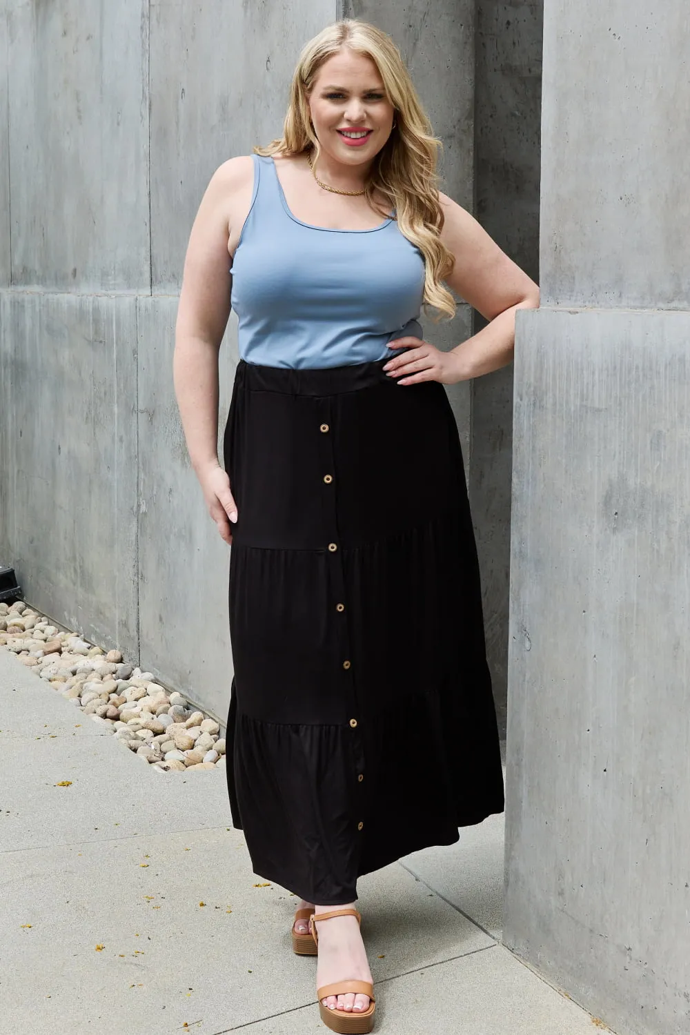 Heimish So Easy Full Size Solid Maxi Skirt - Ships from The USA