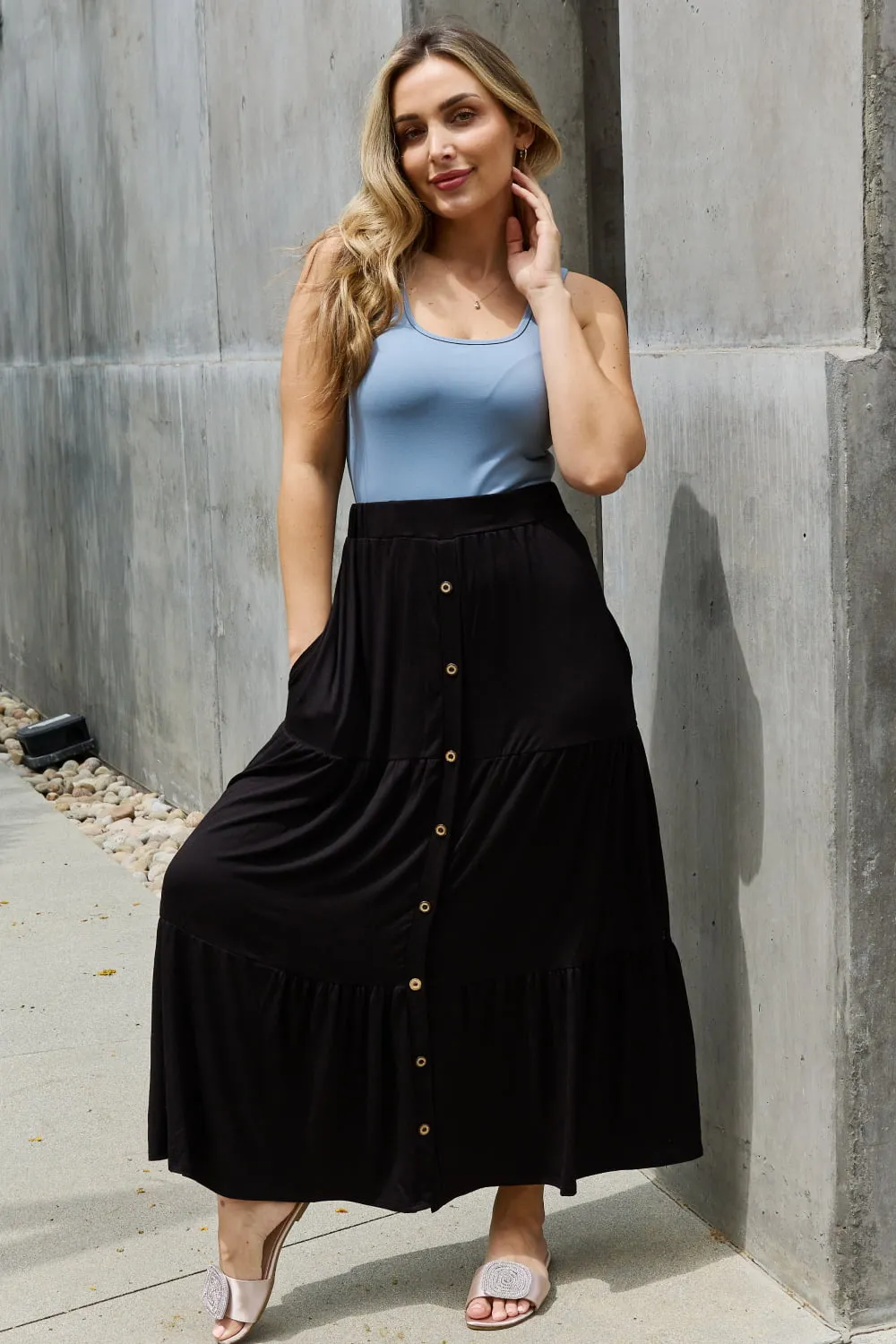 Heimish So Easy Full Size Solid Maxi Skirt - Ships from The USA