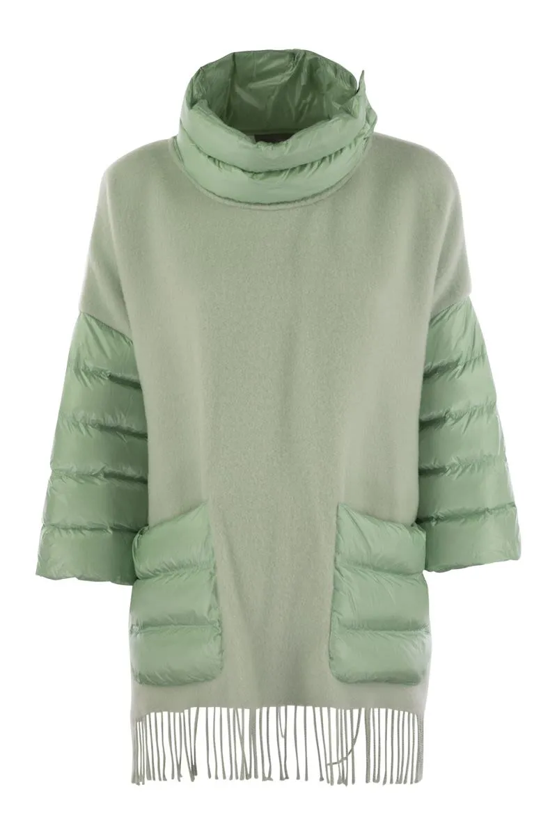 HERNO Luxurious Wool Poncho with Quilted Down Details