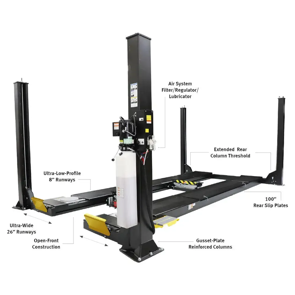 Hofmann 15K 4-Post Alignment Lift, ALI Cert. w/ 2 Rolling Jack, Turntables