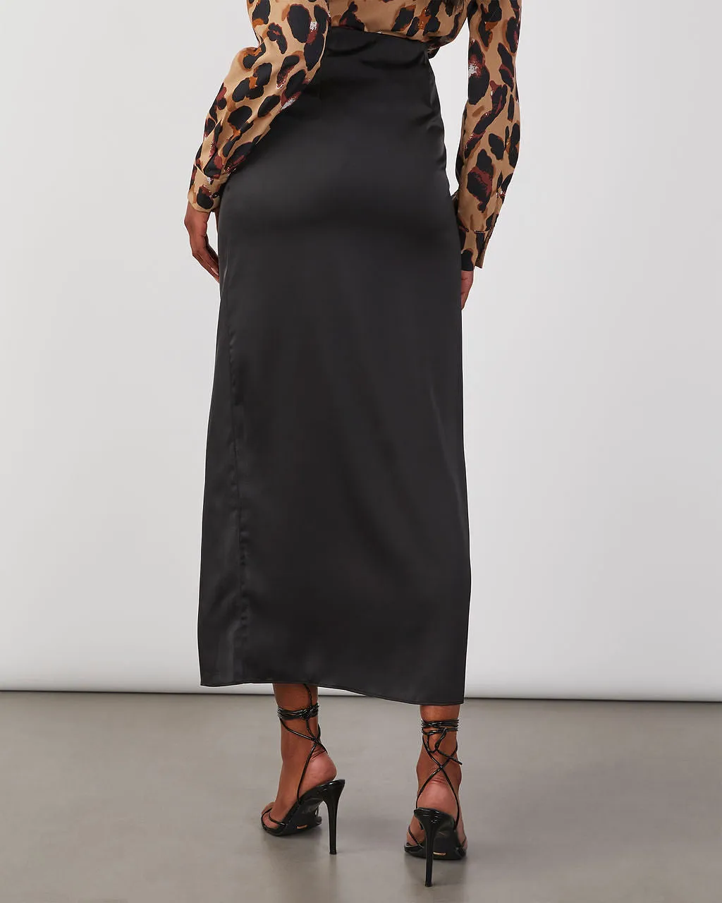 Holiday Dressy Satin Ruched Maxi Skirt