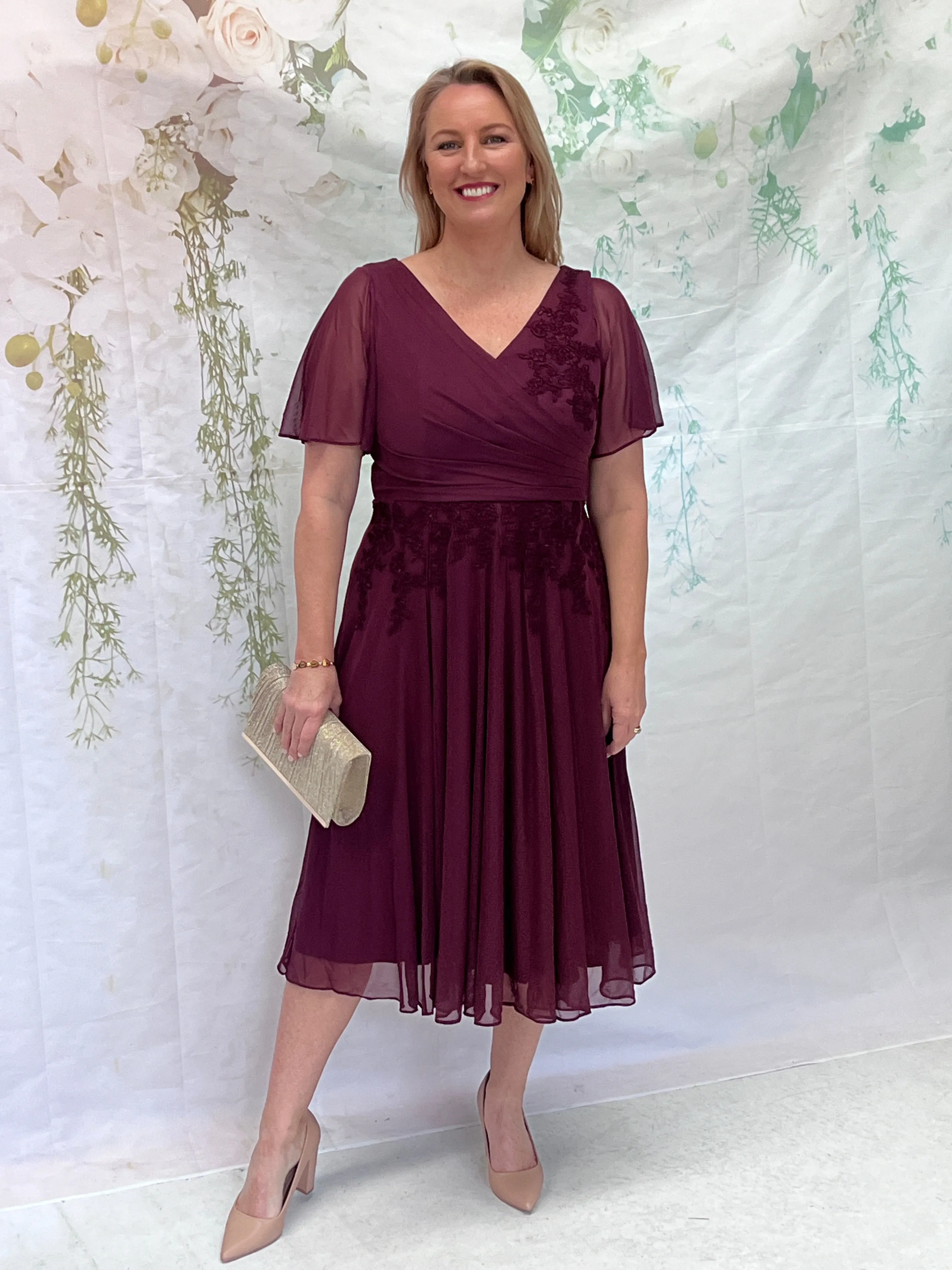 Idalia Burgundy Event Dress