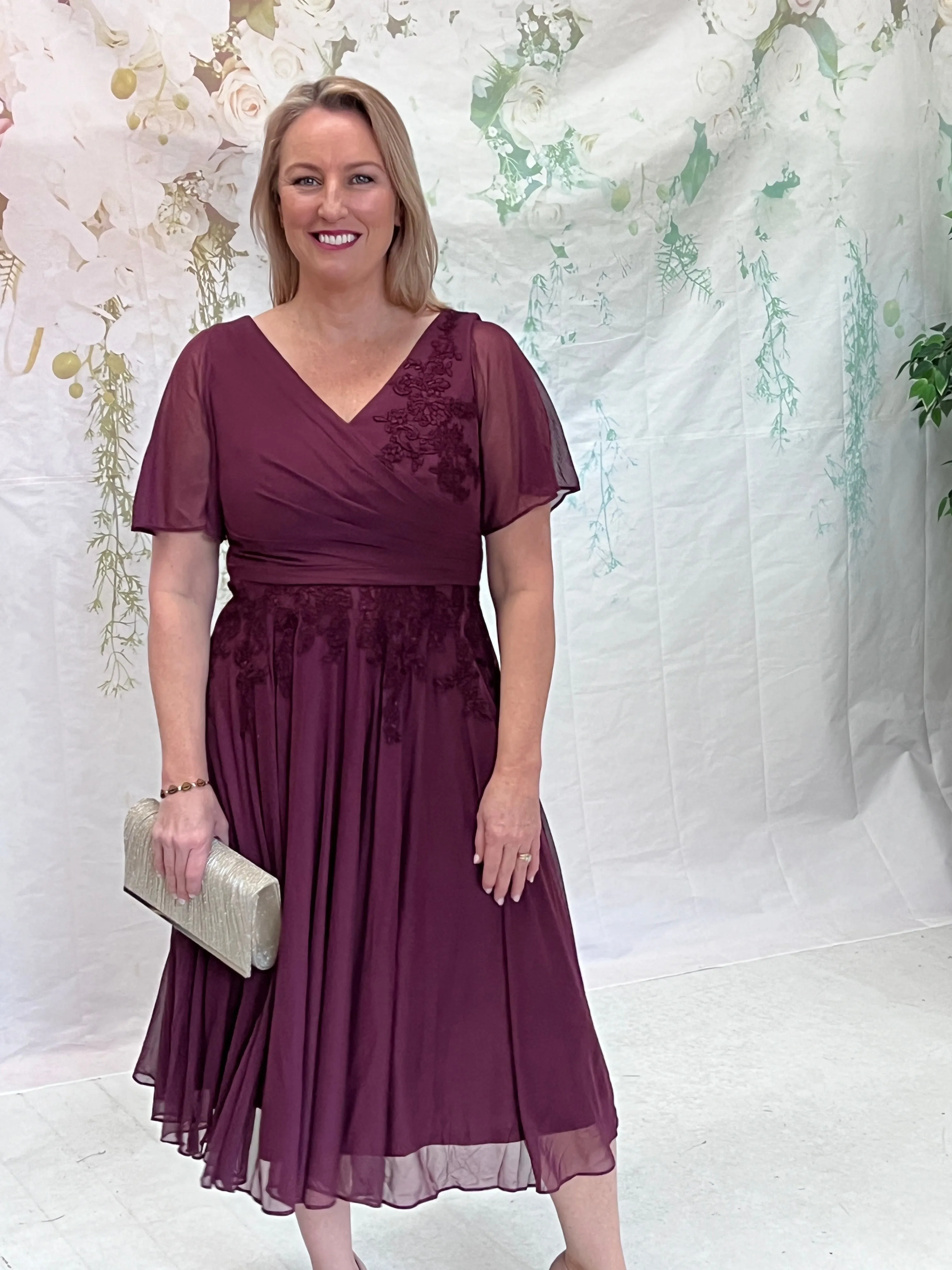 Idalia Burgundy Event Dress