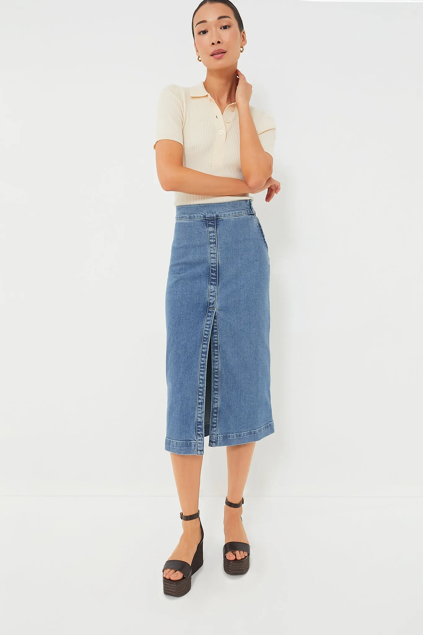 Indigo Clair Curtis Midi Skirt