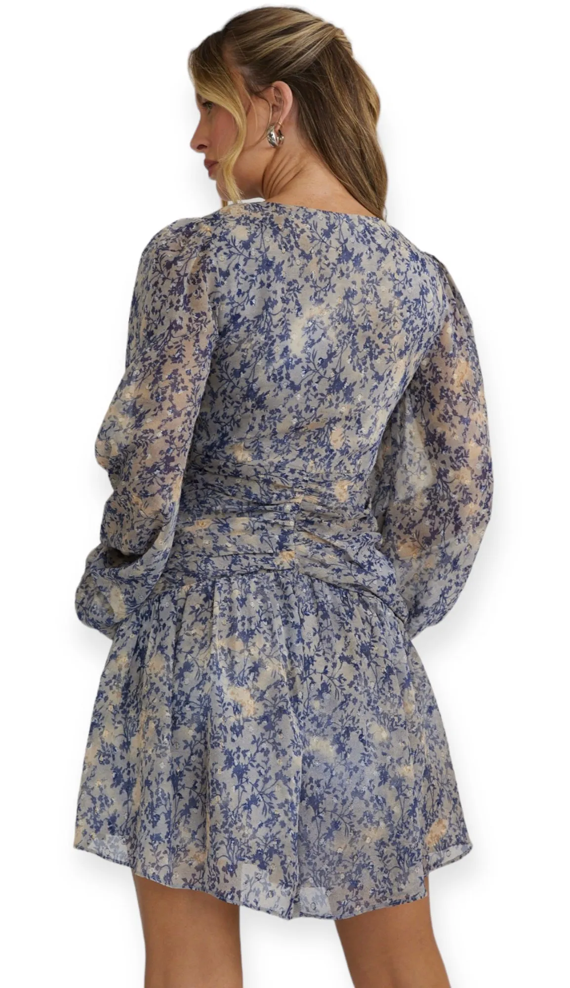 Irs Blue Floral Mid Dress